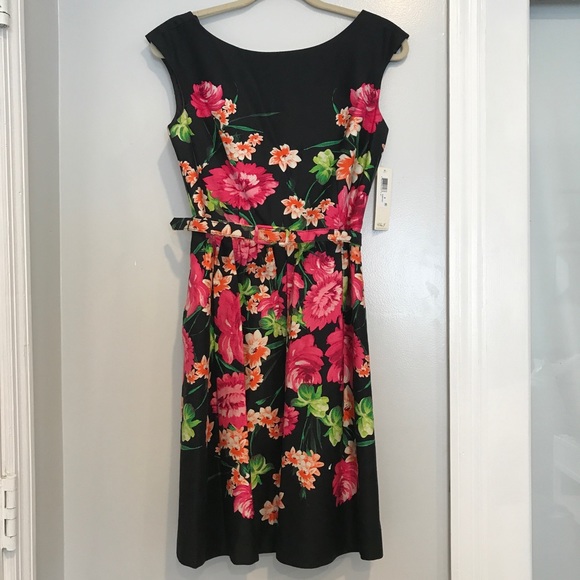 Eliza J Fit & Flare Belted Dress - Picture 2 of 8